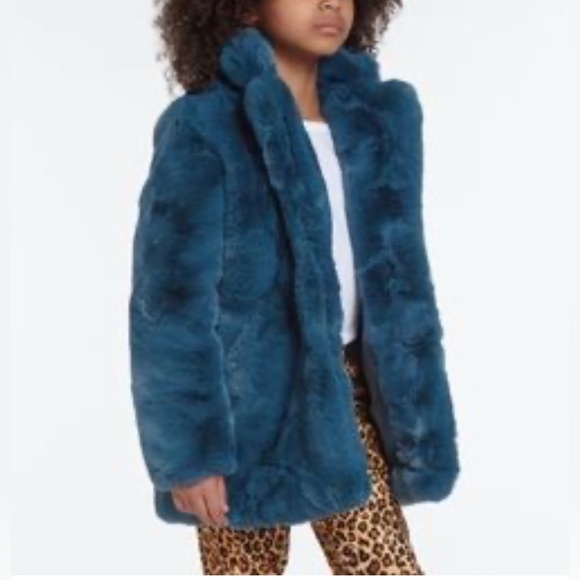 APPARIS classic Stella Coat Children's mid length faux fur jacket with collar - Picture 3 of 13